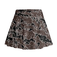Brown And Black Abstract Vivid Texture Mini Flare Skirt by dflcprintsclothing