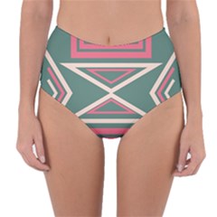 Abstract Pattern Geometric Backgrounds   Reversible High-waist Bikini Bottoms by Eskimos