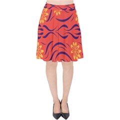 Folk Flowers Print Floral Pattern Ethnic Art Velvet High Waist Skirt by Eskimos