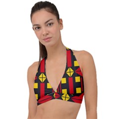 Abstract Pattern Geometric Backgrounds   Halter Plunge Bikini Top by Eskimos