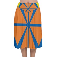 Abstract Pattern Geometric Backgrounds   Velvet Flared Midi Skirt by Eskimos