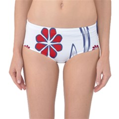 Folk Flowers Print Floral Pattern Ethnic Art Mid-waist Bikini Bottoms by Eskimos