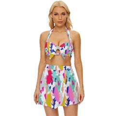 Acryl Paint Vintage Style Bikini Top And Skirt Set  by CoshaArt