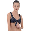 Pixel Grid Dark Black And White Pattern Front Tie Bikini Top View1