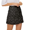 Pixel Grid Dark Black And White Pattern Mini Front Wrap Skirt View3