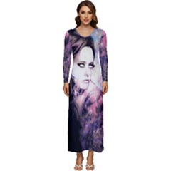 Sakura Girl Long Sleeve Velour Longline Maxi Dress by MRNStudios