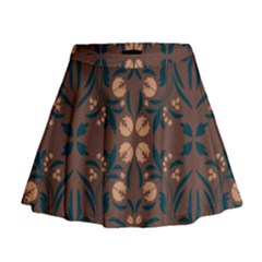 Floral Folk Damask Pattern  Mini Flare Skirt by Eskimos