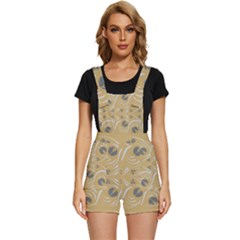Folk Flowers Print Floral Pattern Ethnic Art Short Overalls by Eskimos