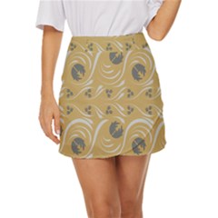 Folk Flowers Print Floral Pattern Ethnic Art Mini Front Wrap Skirt by Eskimos