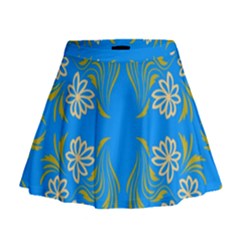 Floral Folk Damask Pattern  Mini Flare Skirt by Eskimos