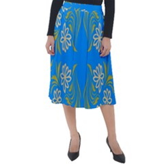 Floral Folk Damask Pattern  Classic Velour Midi Skirt  by Eskimos