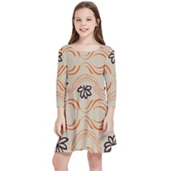 Folk Flowers Print Floral Pattern Ethnic Art Kids  Quarter Sleeve Skater Dress by Eskimos