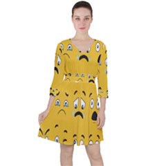 Emojis Quarter Sleeve Ruffle Waist Dress by Sparkle