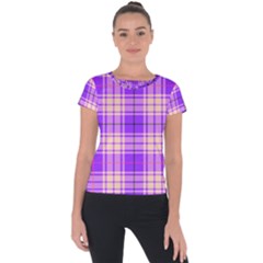 Pink Tartan 6 Short Sleeve Sports Top  by tartantotartanspink