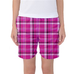 Pink Tartan-9 Women s Basketball Shorts by tartantotartanspink