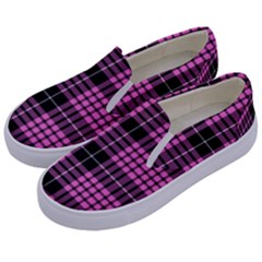 Pink Tartan 3 Kids  Canvas Slip Ons by tartantotartanspink2