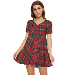Boyd Modern Tartan Tiered Short Sleeve Babydoll Dress by tartantotartansred