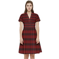 Tartan Red Short Sleeve Waist Detail Dress by tartantotartansallreddesigns