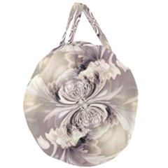 Fractal Feathers Giant Round Zipper Tote by MRNStudios