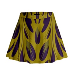 Folk Flowers Print Floral Pattern Ethnic Art Mini Flare Skirt by Eskimos