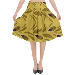 Folk Flowers Print Floral Pattern Ethnic Art Flared Midi Skirt by Eskimos