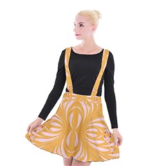 Folk Flowers Print Floral Pattern Ethnic Art Suspender Skater Skirt by Eskimos