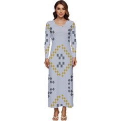 Abstract Pattern Geometric Backgrounds   Long Sleeve Velour Longline Maxi Dress by Eskimos