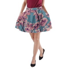 Colorful Floral Leaves Photo A-line Pocket Skirt by dflcprintsclothing