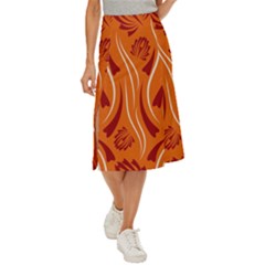 Folk Flowers Print Floral Pattern Ethnic Art Midi Panel Skirt by Eskimos