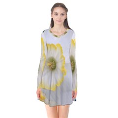 Lemon Sorbet Long Sleeve V-neck Flare Dress by thedaffodilstore