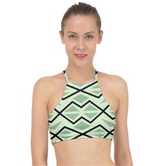 Abstract Pattern Geometric Backgrounds Racer Front Bikini Top by Eskimos