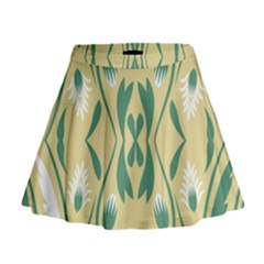 Folk Flowers Print Floral Pattern Ethnic Art Mini Flare Skirt by Eskimos