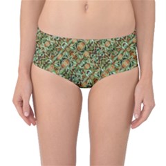 Colorful Stylized Botanic Motif Pattern Mid-waist Bikini Bottoms by dflcprintsclothing