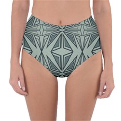 Abstract Pattern Geometric Backgrounds Reversible High-waist Bikini Bottoms by Eskimos