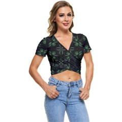 Folk Flowers Floral Art Print Flowers Abstract Art  Short Sleeve Foldover Tee by Eskimos