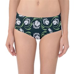 Folk Flowers Print Floral Pattern Ethnic Art Mid-waist Bikini Bottoms by Eskimos