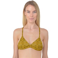 Folk Flowers Print Floral Pattern Ethnic Art Reversible Tri Bikini Top by Eskimos