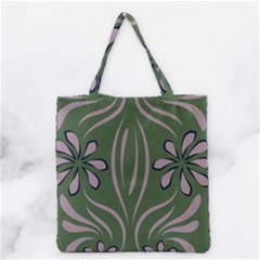 Folk Flowers Print Floral Pattern Ethnic Art Grocery Tote Bag by Eskimos