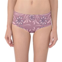 Folk Flowers Print Floral Pattern Ethnic Art Mid-waist Bikini Bottoms by Eskimos