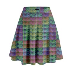 Paris Words Motif Colorful Pattern High Waist Skirt by dflcprintsclothing