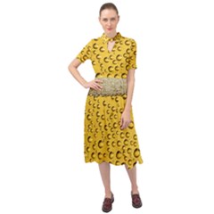 Beer Bubbles Keyhole Neckline Chiffon Dress by Wegoenart