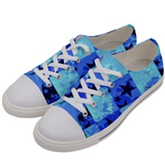Blue Star Checkers Men s Low Top Canvas Sneakers by ArtistRoseanneJones