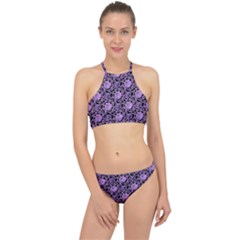 Electric Neon Abstract Print Pattern Racer Front Bikini Set by dflcprintsclothing