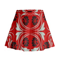 Folk Flowers Print Floral Pattern Ethnic Art Mini Flare Skirt by Eskimos