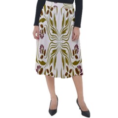 Folk Flowers Print Floral Pattern Ethnic Art Classic Velour Midi Skirt  by Eskimos