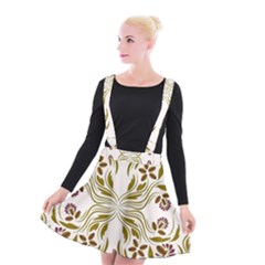 Folk Flowers Print Floral Pattern Ethnic Art Suspender Skater Skirt by Eskimos