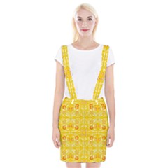 Folk Flowers Print Floral Pattern Ethnic Art Braces Suspender Skirt by Eskimos