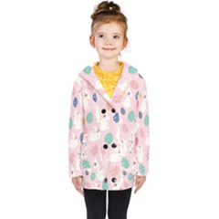 Cute Bunnies Easter Eggs Seamless Pattern Kids  Double Breasted Button Coat by Jancukart