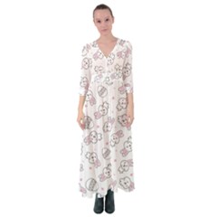 Cute Pattern With Easter Bunny Egg Button Up Maxi Dress by Jancukart