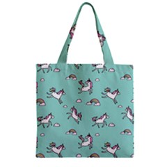 Unicorn Patterns Zipper Grocery Tote Bag by Jancukart